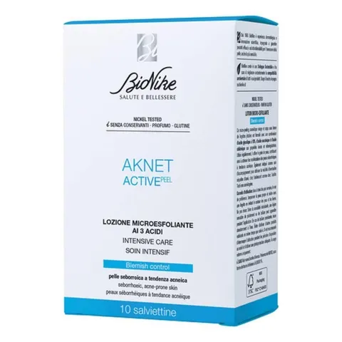 BioNike Aknet - ActivePeel Lozione Microesfoliante per Acne ai 3 acidi, Acido Glicolico