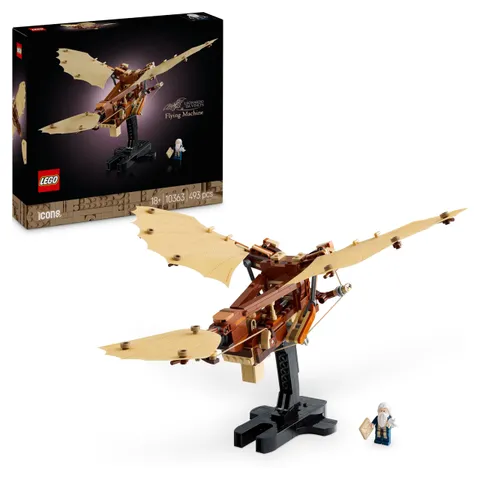 LEGO Icons Macchina Volante di Leonardo da Vinci con Ali Mobili - Include Minifigure e