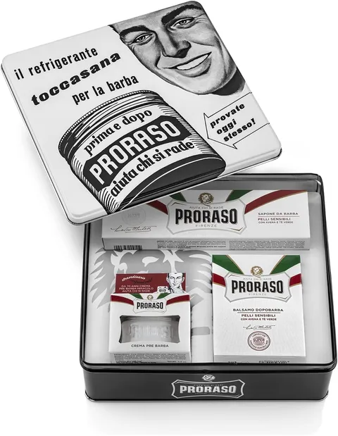 Proraso Set Vintage Selection Pelli Sensibili, Set regalo uomo con Crema Pre Barba 100