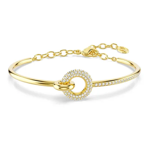 Swarovski Bracciale rigido Dextera, Taglio Round, Bianco, Placcato color oro