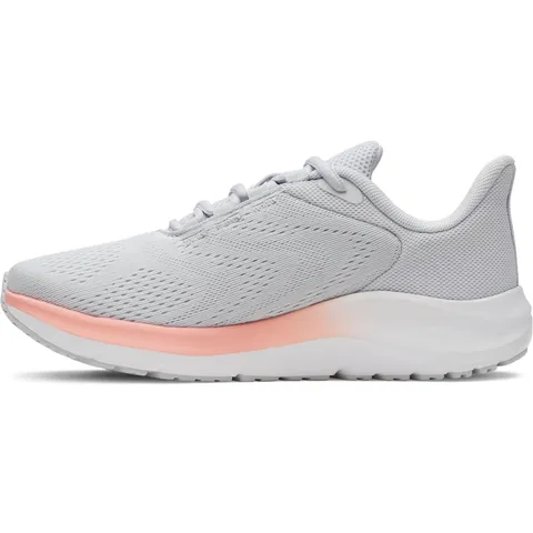 UA W Charged Pursuit 4 BL - Halo Gray/Posh Pink/Distant Gray - 6, Halo Gray Posh Rosa