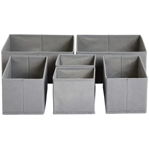 Amazon Basics Organizer in tessuto per cassetto, 6 unità, Grigio
