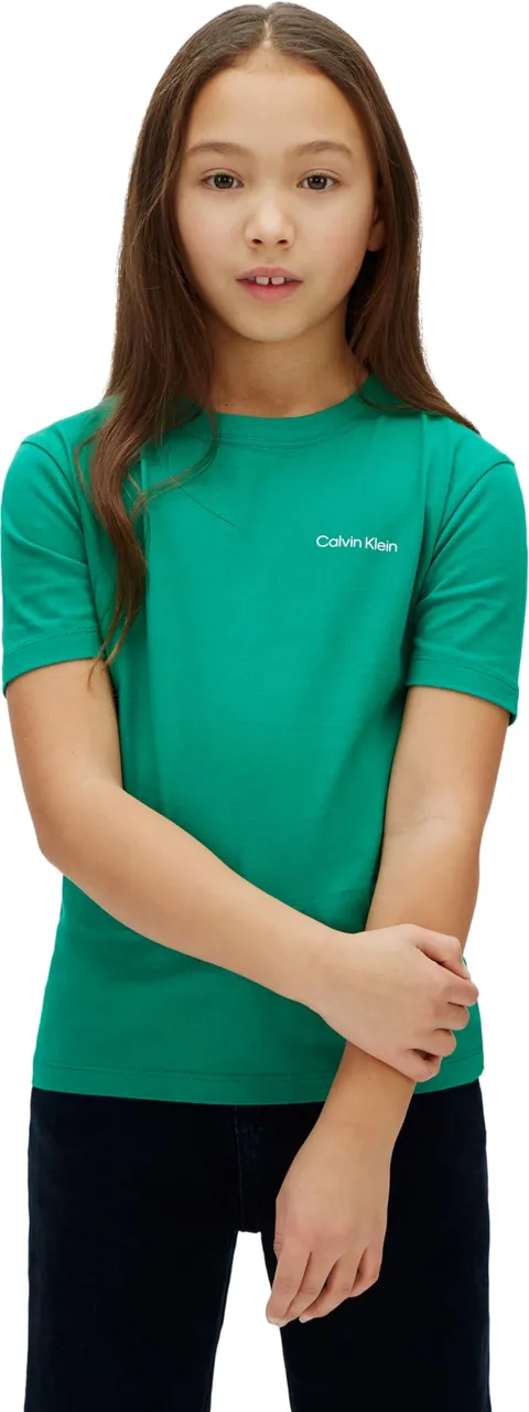 Calvin Klein Bambini Unisex T-Shirt Maniche Corte Chest Logo con Scollo Rotondo, Verde