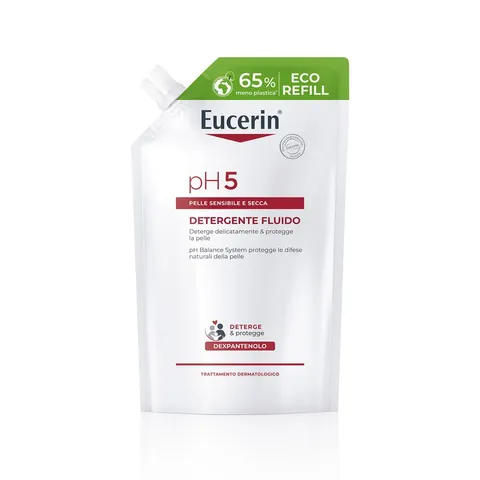 Eucerin pH5 Detergente Fluido Refill 400 ml, Ricarica detergente viso e corpo delicato e