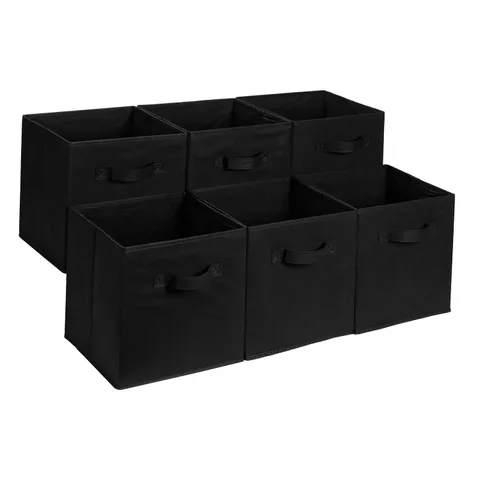 Amazon Basics Confezione da 6 cubi portaoggetti pieghevoli in tessuto, contenitori con