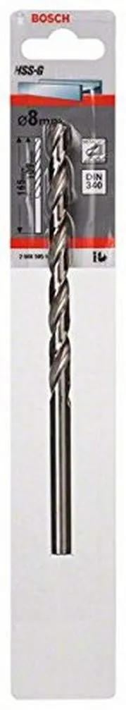 Bosch Home and Garden - Punta per Metallo, HSS-G DIN 340, 8 x 109 x 165 mm, Nero, 1 Pezzo