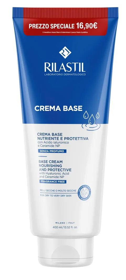 Rilastil Crema Base Special Price, Crema Idratante Viso e Corpo, con Acido Ialuronico e