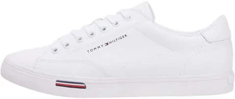 Tommy Hilfiger Uomo Sneakers Vulcanizzate Long Lace Profilo Basso, Bianco (White), 45