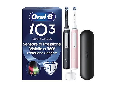 Oral-B Spazzolino Elettrico Ricaricabile iO 3 Rosa e Nero, 2 Spazzolino Elettrico Oral B