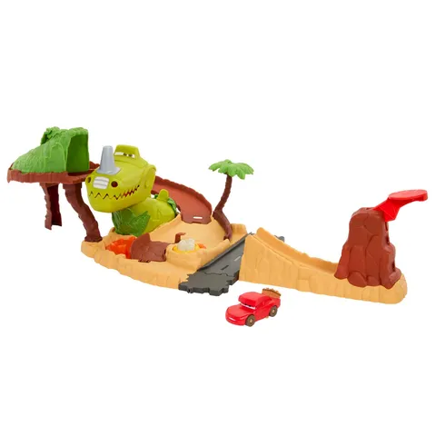 Mattel Disney Pixar Cars On The Road - Set Parco dei Dinosauri, playset con macchinina