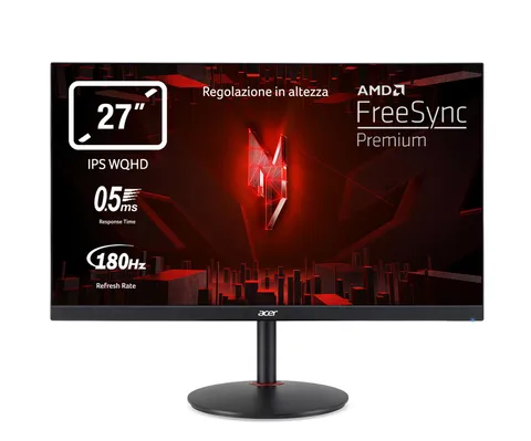 acer Nitro XV271UM3bmiiprfx, Monitor Gaming PC 27", Display IPS WQHD, 180 Hz, 0,5 ms