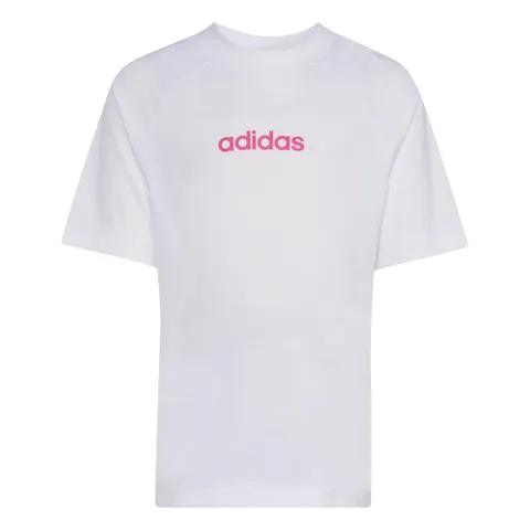 adidas Unisex - Bambini e Ragazzi Essentials Linear Logo Shirt, White/Pink Fusion, 5-6