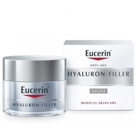 Eucerin Hyaluron-Filler Crema Notte 50 ml, Crema viso antirughe e antiossidante, Skincare