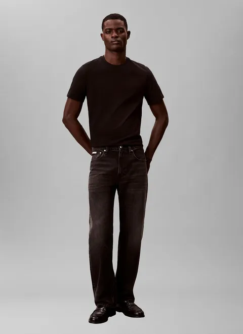 Calvin Klein Uomo T-Shirt Maniche Corte Classic Monogram Tee con Scollo Rotondo, Nero