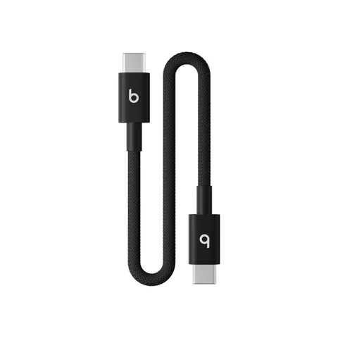 Beats corto da USB-C a USB-C Cavo in tessuto intrecciato, ricarica rapida, resistente e antigroviglio, caricatore compatibile per dispositivi Apple e Android (20 cm) - Nero nucleare