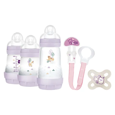 MAM Welcome To The World, Set Regalo con 3 Biberon Easy Start Anticolica, Ciuccio Start