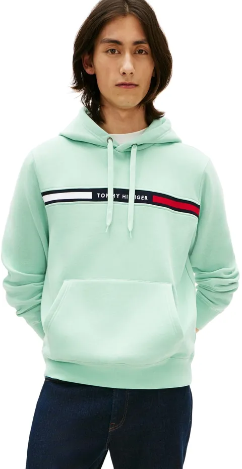 Tommy Hilfiger Uomo Felpa con Cappuccio Chest Insert con Tasca a Marsupio, Verde (Crushed