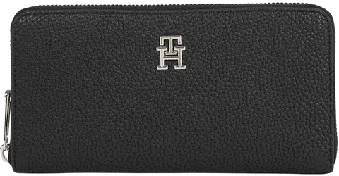 Tommy Hilfiger Donna Portafoglio Emblem Large con Zip, Nero (Black), Taglia Unica
