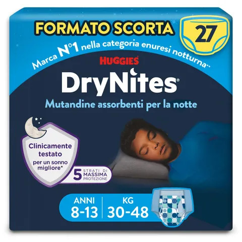 Huggies Drynites Pannolini, Taglia L (30-48 Kg), Mutandine assorbenti bambino, 8-13 anni