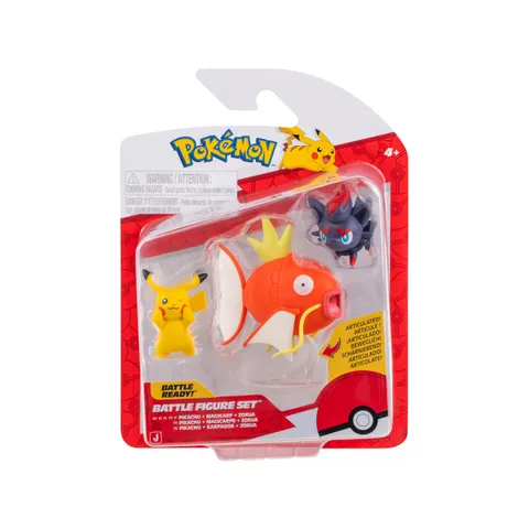 Pokémon PKW4090 Battle Figure Set - Pikachu, Zorua, Karpador, personaggi ufficiali