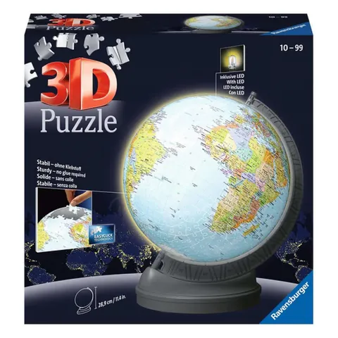 Ravensburger - Puzzle 3d Globo Terrestre Night Edition | Puzzle 3d Bambini A Partire