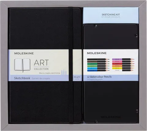 Moleskine Art Kit da Disegno, Album per Schizzi a Pagine Bianche, Formato Large, 13 x 21