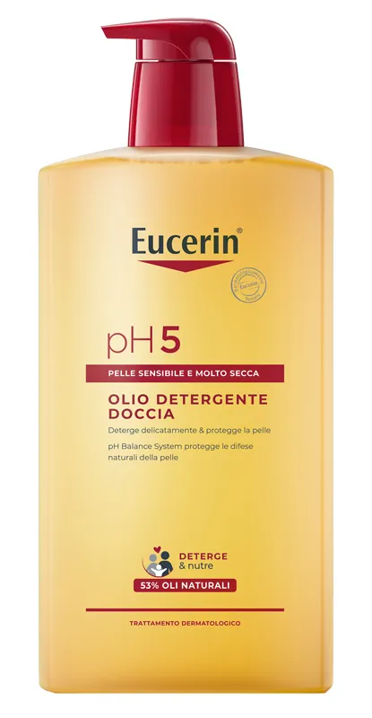 Eucerin pH5 Olio Detergente Doccia 1 L, Olio detergente corpo con Oli Naturali per una