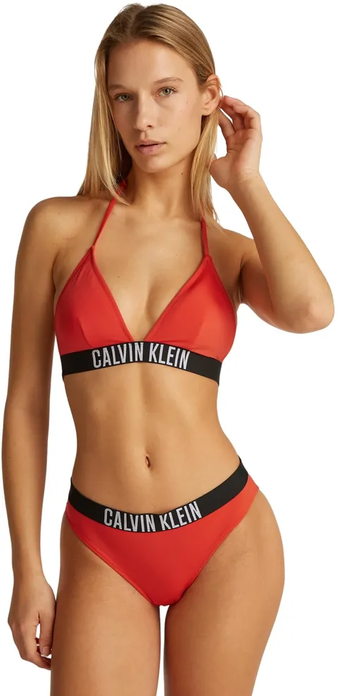 Calvin Klein Donna Top Bikini a Triangolo Imbottitura Estraibile, Rosso (Flaming Chili)