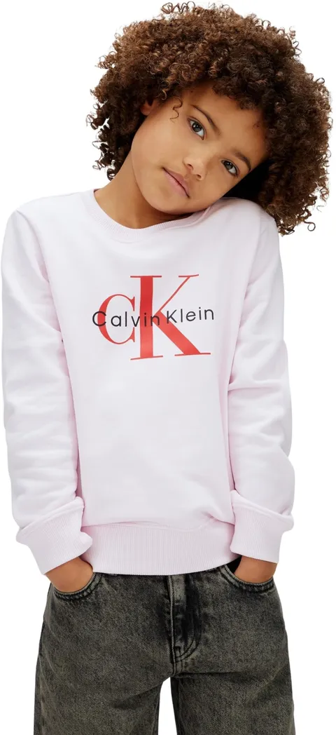 Calvin Klein Bambini Unisex Felpa Monogram Terry con Scollo Rotondo, Rosa (Pearly Pink)