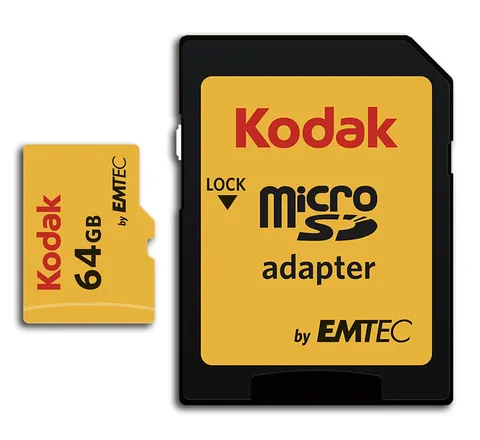 Scheda di memoria Emtec MicroSDXC da 64GB, Class 10, Nero, Rosso, Giallo