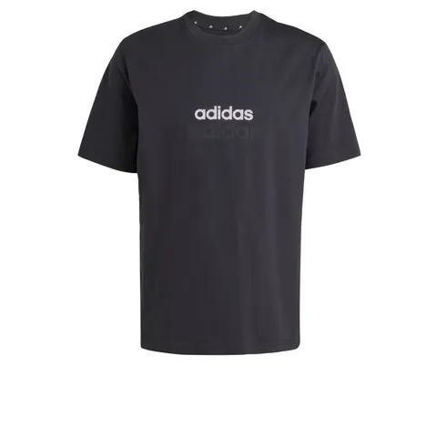 adidas Uomo Essentials Linear Single Jersey Shirt, Black/White, S