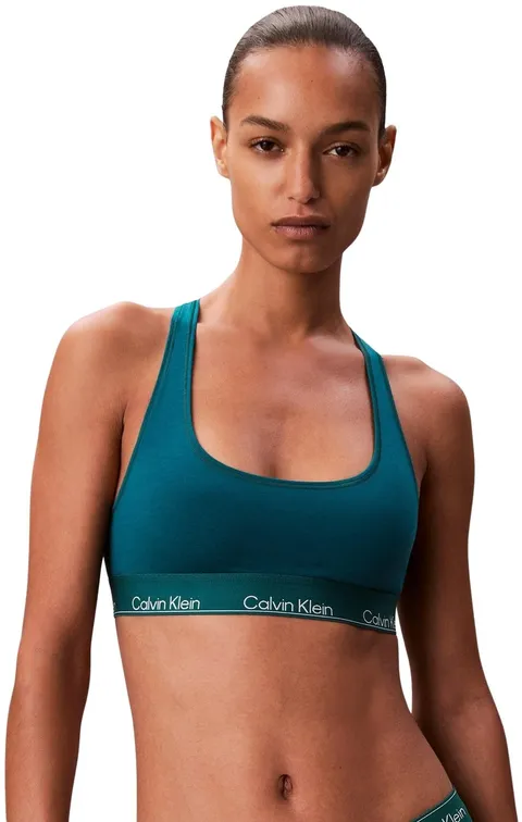Calvin Klein Donna Bralette Unlined con Fascia con Logo, Blu (Turf), XXS
