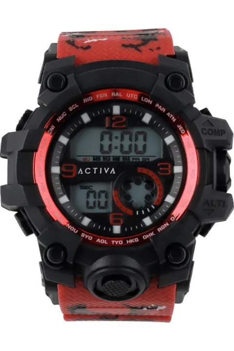 Invicta Activa Digital Orologio Uomo Quarzo - 54mm, Rosso/Nero