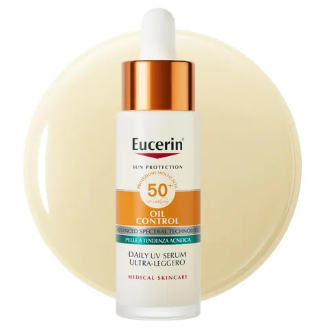 Eucerin Oil Control Siero UV Ultra-leggero Quotidiano, SPF 50+, 50 ml