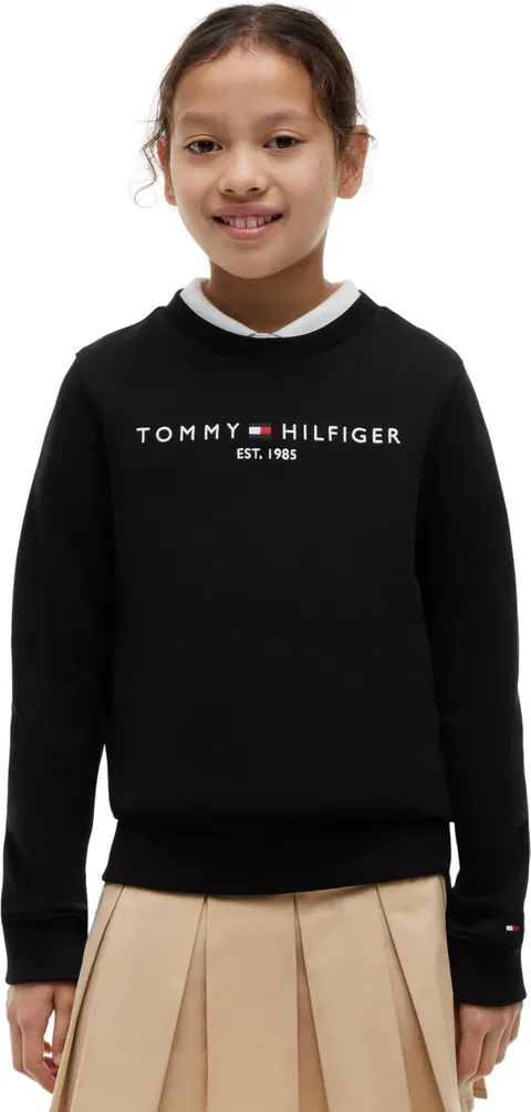 Tommy Hilfiger Bambini Unisex Felpa Essential Sweatshirt Senza Cappuccio, Nero (Black), 5 Anni