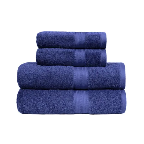 Amazon Basics Set Asciugamani Bagno Spugna 100% Cotone 2 Teli + 2 Asciugamani Viso, Blu