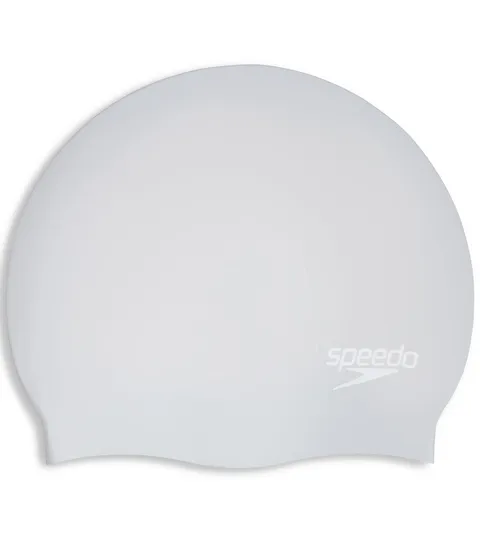 Speedo Unisex Long Hair Cap | Swim Cap | Snag Free | Easy-On, Silver, One Size