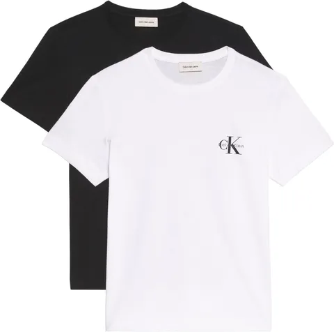 Calvin Klein Donna T-Shirt Maniche Corte Confezione da 2 Logo Tee con Scollo Rotondo
