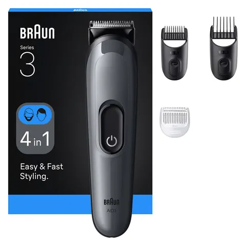 Braun Rifinitore All-In-One Series 3 AIO3500, Rasoio Elettrico 4In1, Lama Ultra Affilata