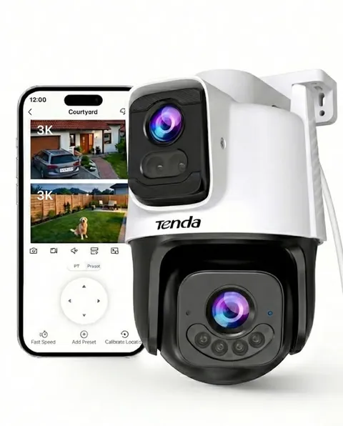 Tenda Telecamera di Sorveglianza Esterno 5MP+5MP, Rilevamento AI, Visione Notturna a