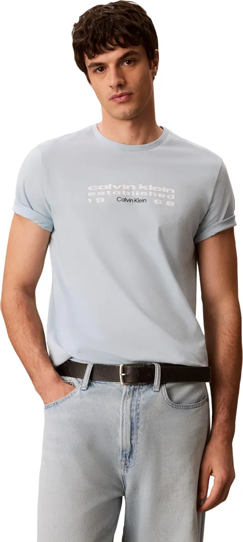 Calvin Klein Maglietta Grafica da Uomo SS 30S EU Futur gra LV04RG800G, Blu (Cielo