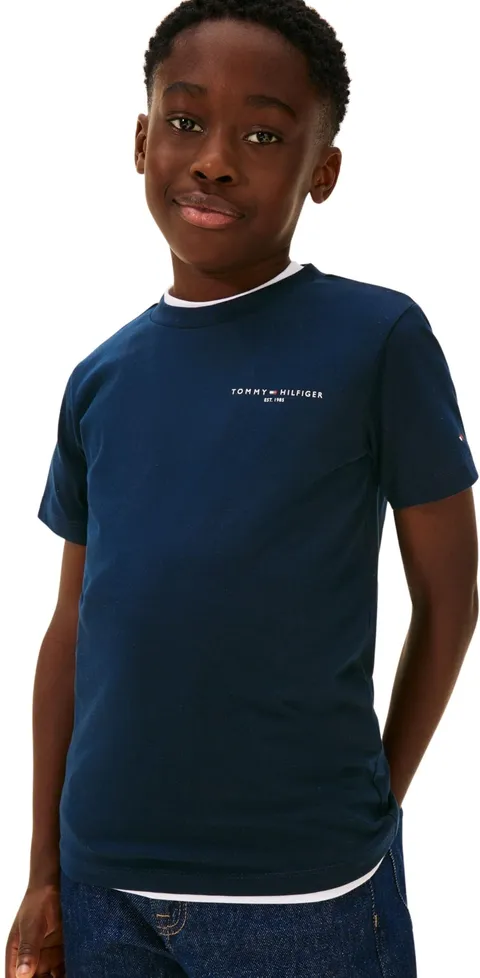 Tommy Hilfiger Maglietta Unisex Mini Corp KS0KS00661 S/S, Blu (Dark Night Navy), 8 Anni, Blu (Dark Night Navy), 8 Anni
