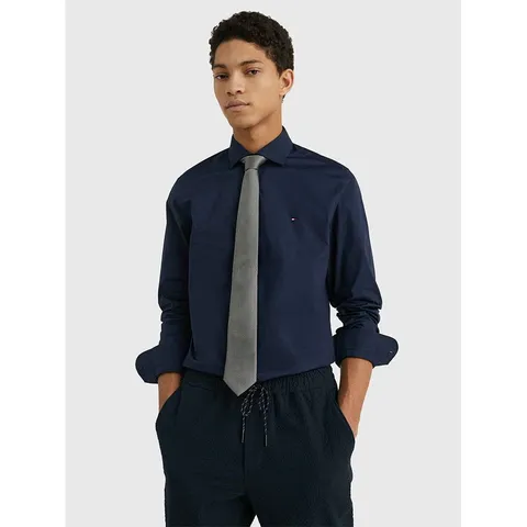 Tommy Hilfiger Camicia Uomo Maniche Lunghe, Blu (Navy Blazer), 39