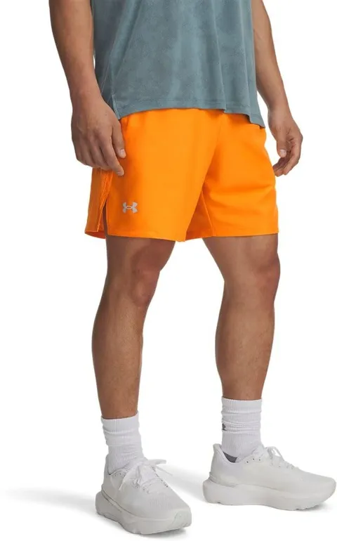 Under Armour Uomo Launch 7" Shorts, Pantaloni Corti Allenamento e Running con Tasche, Shorts Sportivi Leggeri, Traspiranti e ad Asciugatura Rapida,Squad Orange/Squad Orange/Reflective,XS