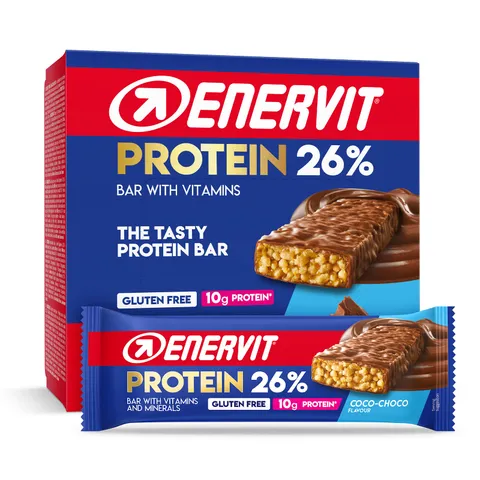 Enervit, Protein Bar 26% Coco Choco, Barrette Proteiche, 10g di Proteine, con Vitamine D