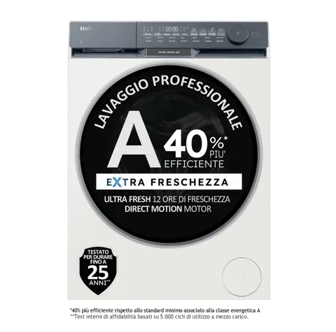 Haier X Serie 9 Lavatrice 11 Kg, Libera Installazione, Carica Frontale, Classe A-40%
