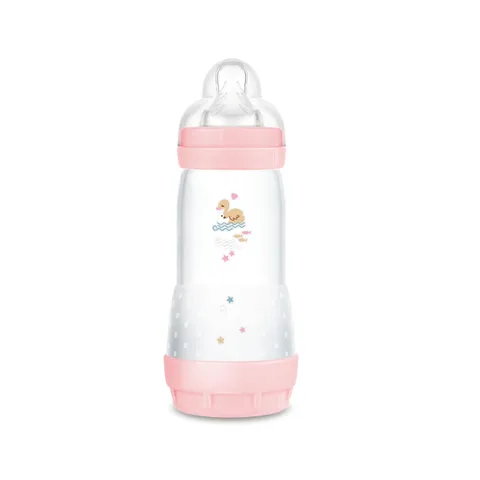 MAM Biberon Easy Start 320 ml, Biberon anticolica per allattamento misto, Riduce le bolle d'aria e il rischio di coliche, Accessori neonati 4+ mesi autosterilizzanti e con tettarella misura 3, Rosa
