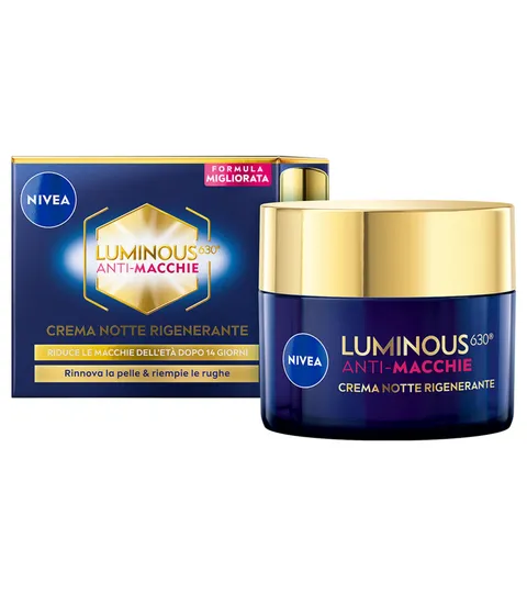 Nivea Luminous630 Anti-Macchie Crema Notte Rigenerante 50 ml, Crema viso antirughe e