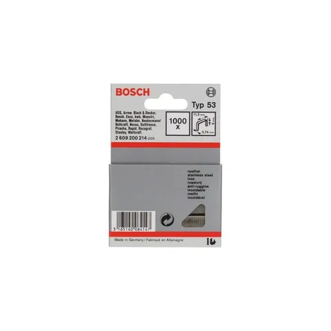Bosch Professional 1000x Graffetta a filo fine tipo 53 (per Stoffa, cartone, listelli di