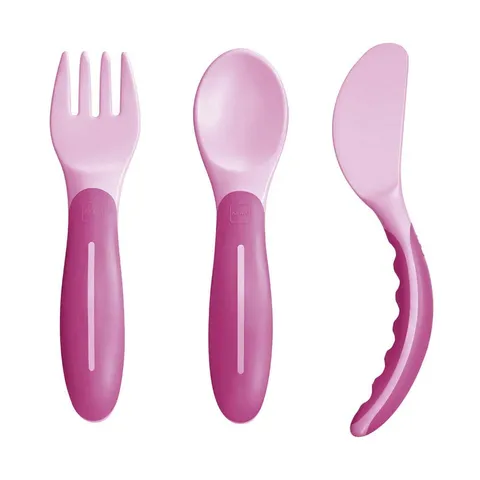 MAM Baby's Cutlery Set Posate 6+, rosa